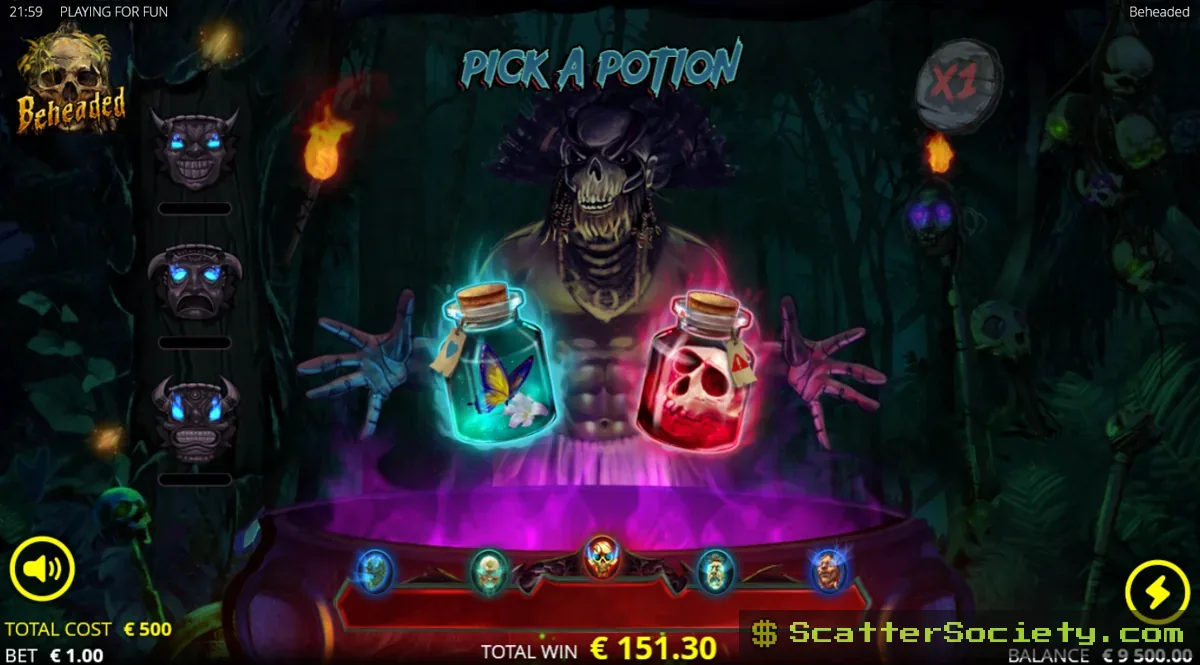 Beheaded bonus screen showing multiple activated Soul Wild symbols creating an expanded Wild Zone across the grid