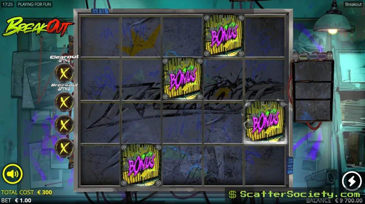 Breakout base game grid showing a criminal symbol with an attached Syndicate Multiplier value