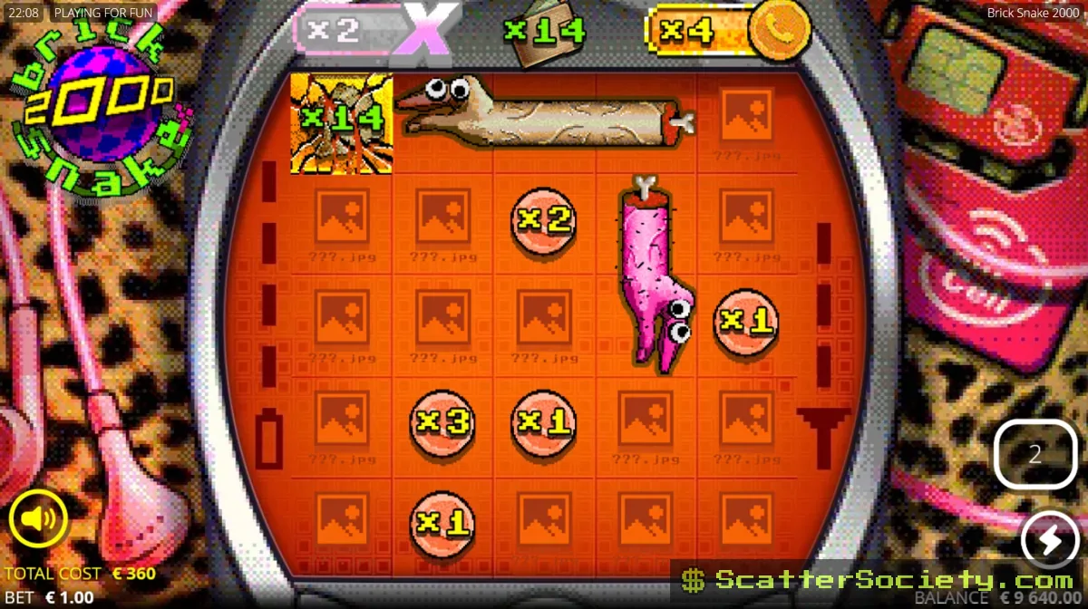 Brick Snake 2000 Double or Nothing gamble screen offering a 50/50 chance to double the win from 8110x to 16220x