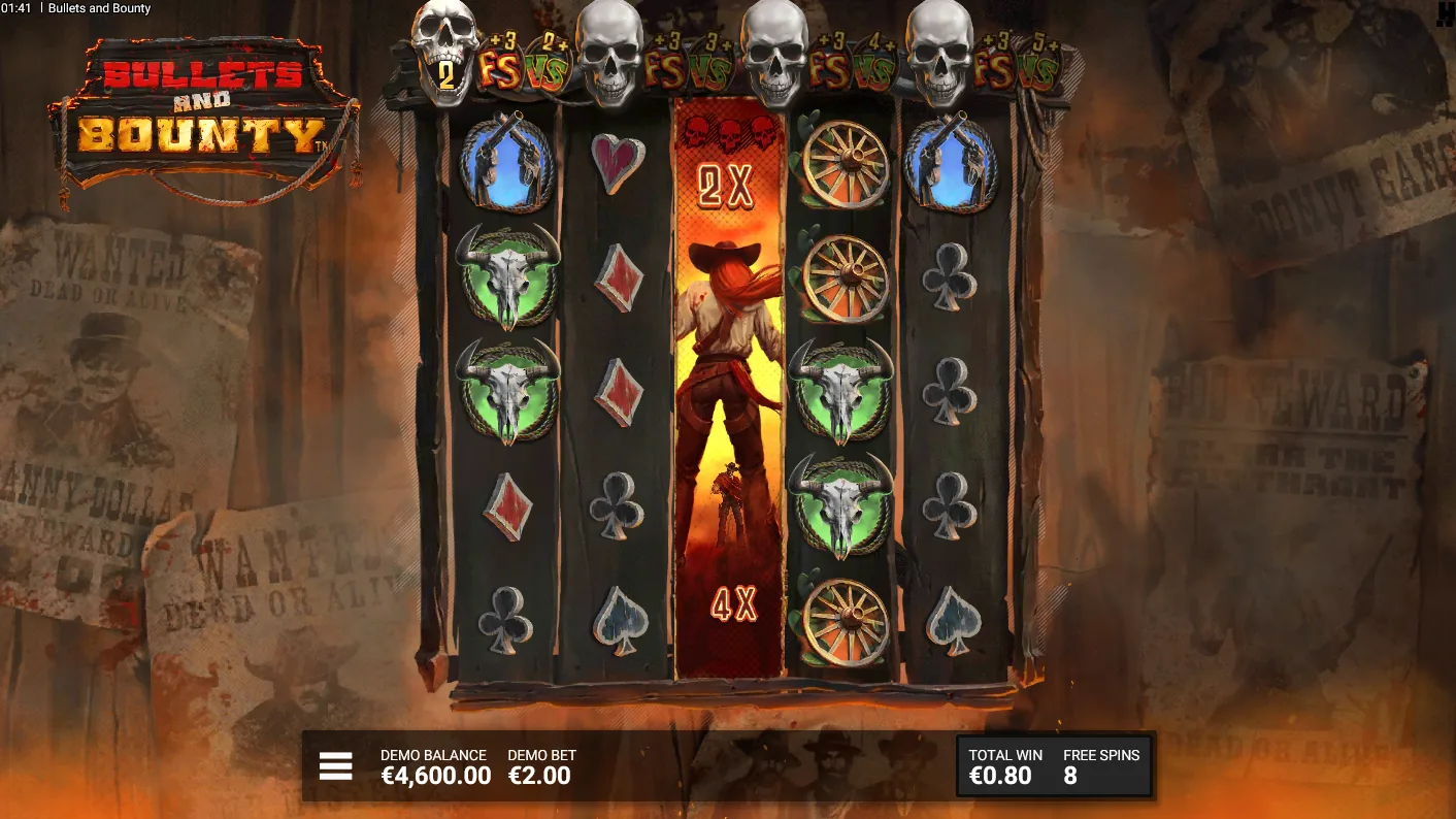 Bullets and Bounty Four Shots to Freedom bonus screen showing the Bullet and Bounty Bar climbing toward its fourth level