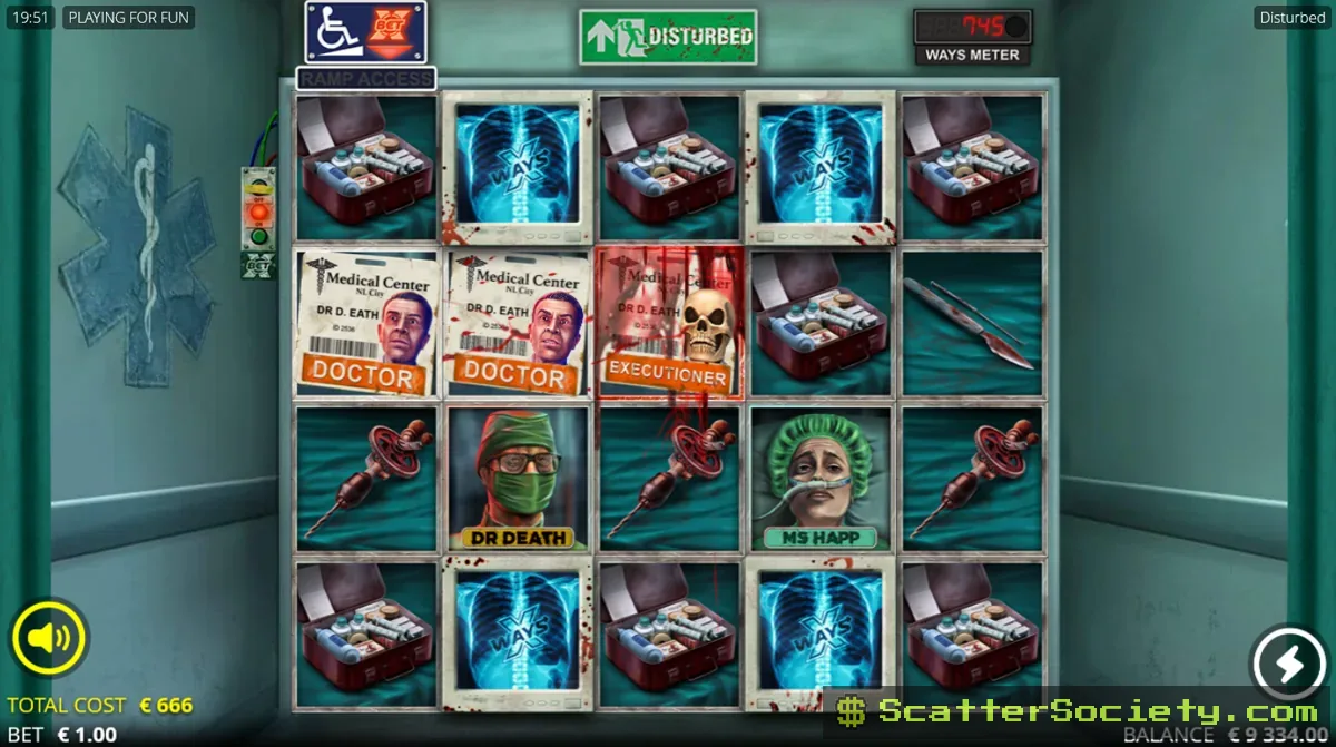 Disturbed base game grid showing multiple lit Enhancer Cells above and below reels 2 and 4