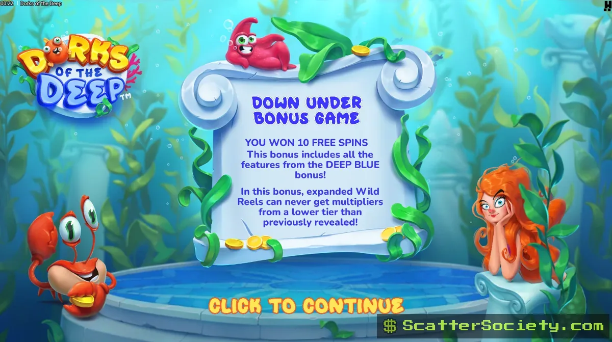 Dorks of the Deep grid showing an Expanding Wild Reel covering an entire reel with a large multiplier value applied to the win