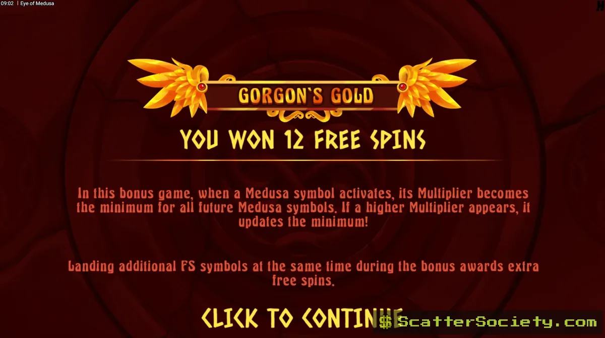 Eye of Medusa grid showing multiple petrified high value symbols dropped to the bottom after a Gold Medusa win