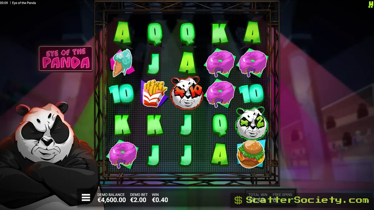 Eye of the Panda Jumping Pandas bonus screen showing multiple Wild Panda Multipliers shifting position across the grid via the Hoppers mechanic