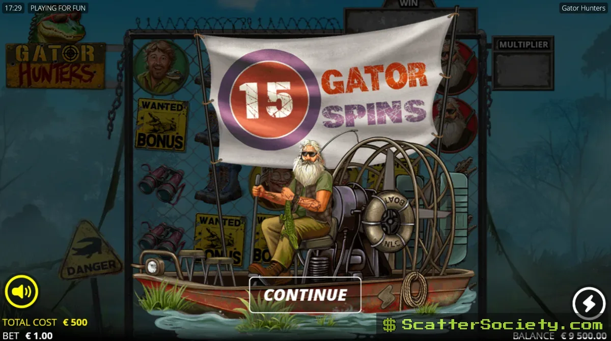 Gator Hunters grid showing a Revolver symbol firing a bullet with a large multiplier value added to the total