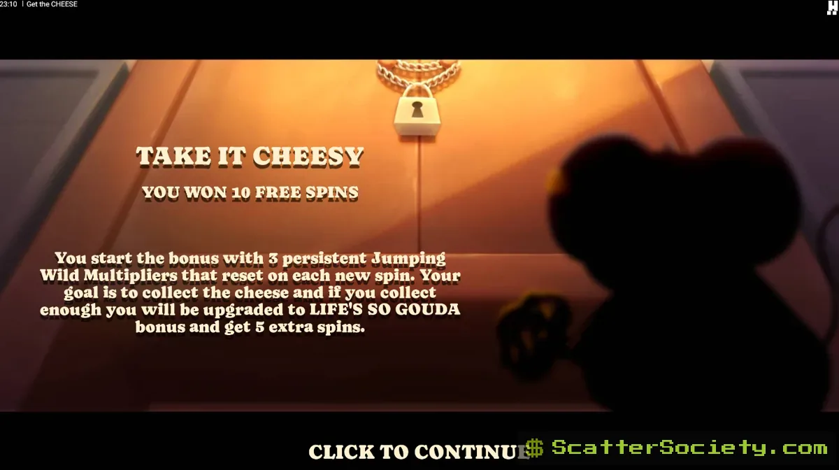 Get the Cheese grid showing the Super Cascade feature clearing non-winning matching symbols to make room for fresh drops