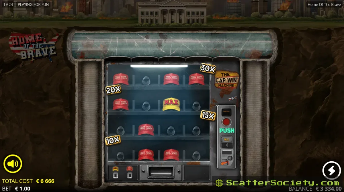 Home of the Brave Dog Eating Spins bonus screen showing multiple sticky xBomb Wild Multiplier symbols across the grid