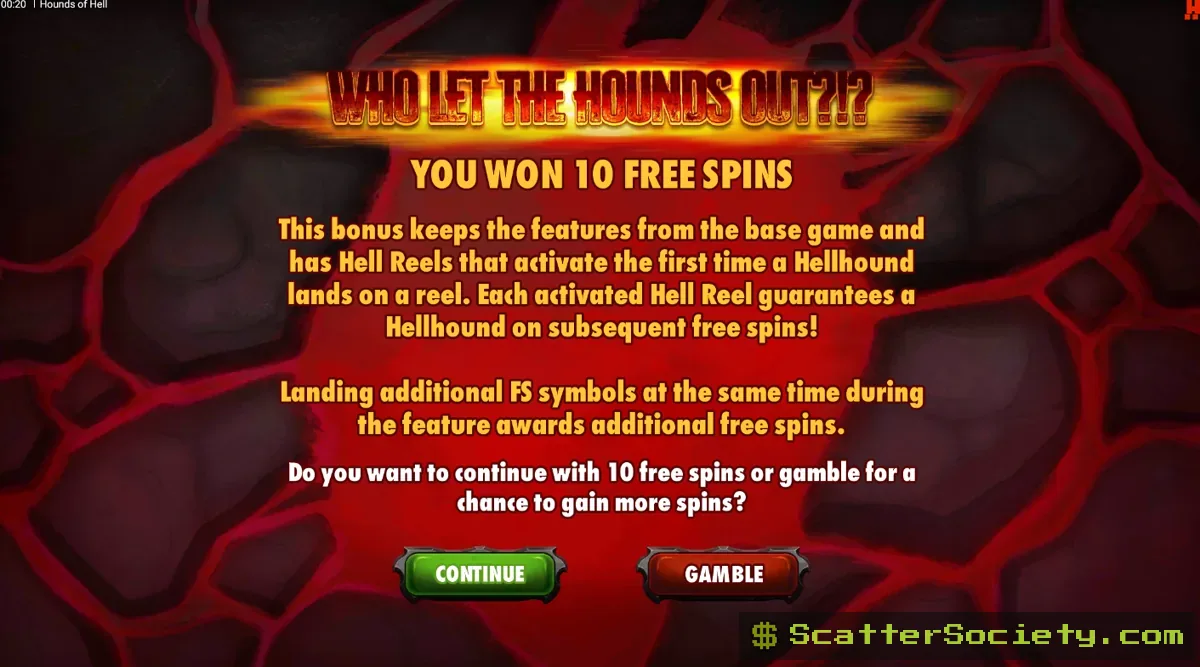 Hounds of Hell grid showing a cascading sequence with Hellhound multiplier symbols boosting a chain of consecutive wins