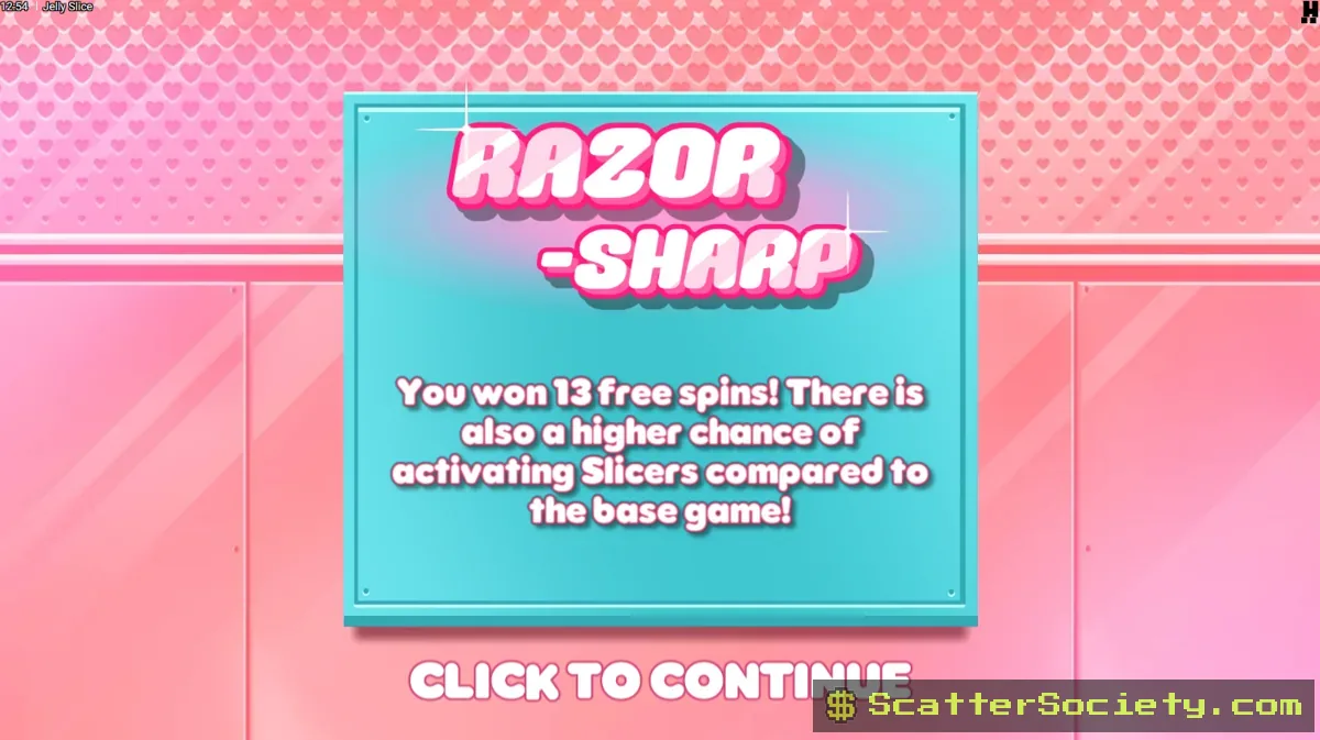 Jelly Slice grid showing multiple sliced symbol pieces cascading through the reels to dramatically boost ways to win