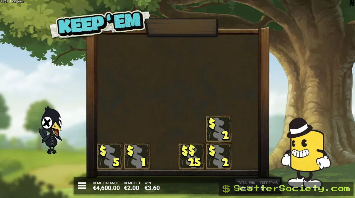 Keep'em Keep Your Canny Closer bonus screen showing an extended cash collection sequence across the expanded grid