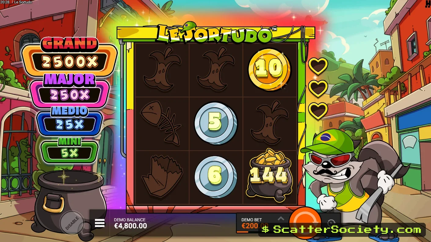 Le Sortudo Rainbow Epic Drop bonus screen showing a full grid of special symbols guaranteed from the first spin