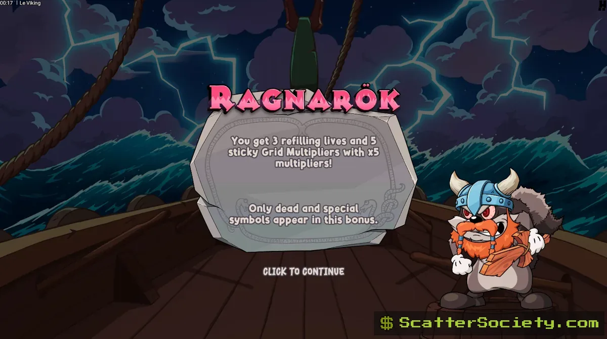 Le Viking Journey to Valhalla bonus screen showing multiple gold coins and diamonds accumulating toward the maximum win