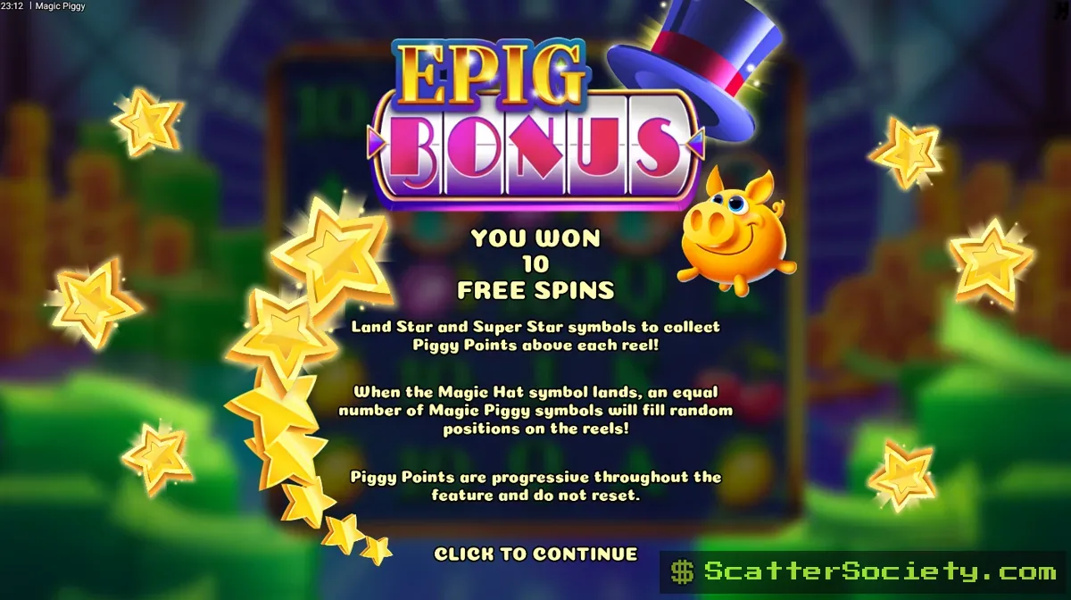 Magic Piggy grid showing multiple Bill Stack symbols boosted simultaneously by several Multiplier Coins