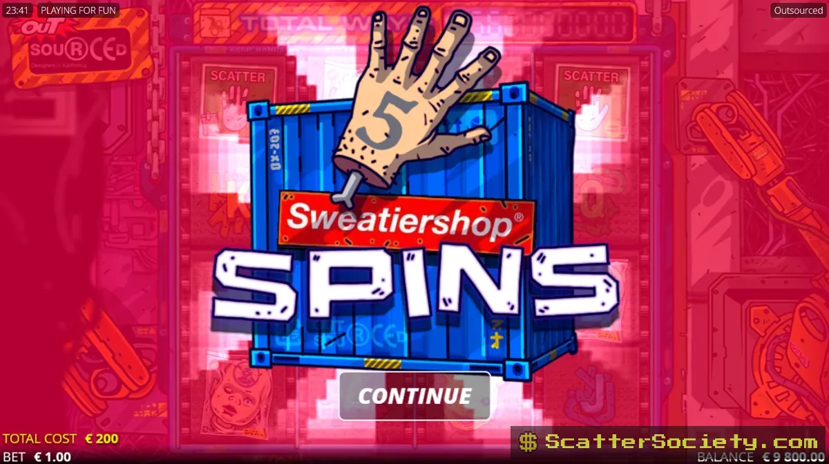 Outsourced Print Spins sequence showing winning symbols clearing and position multipliers climbing after each respin