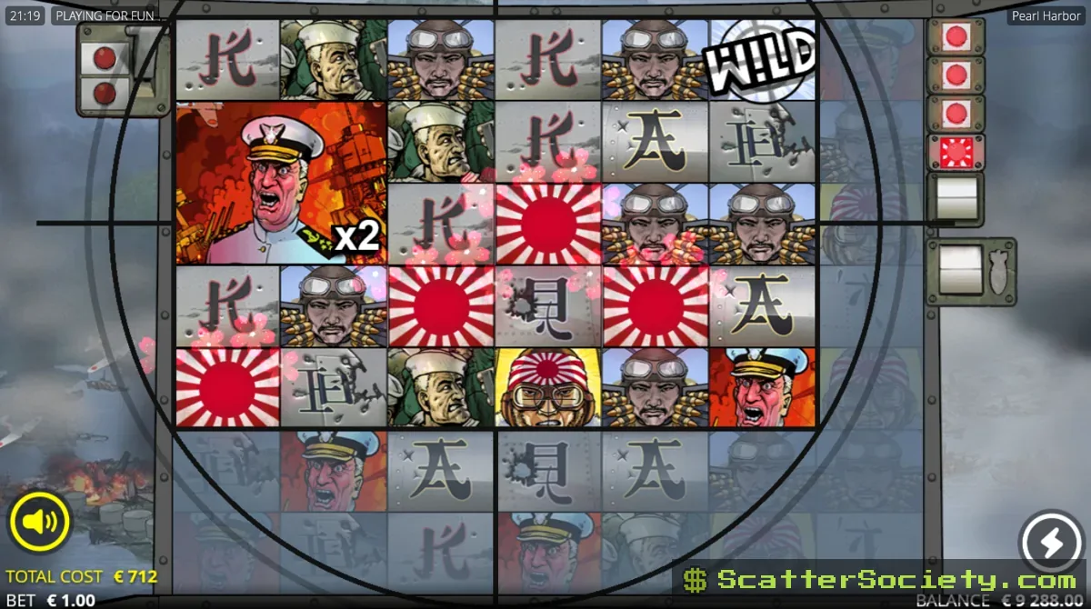 Pearl Harbor base game grid showing the compact 3x3 targeting sight beginning to expand toward a larger grid