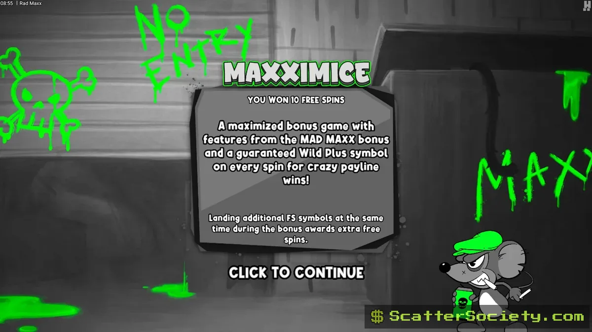 Rad Maxx grid showing a winning combination formed by paying in an unconventional direction thanks to the 360 Wins system