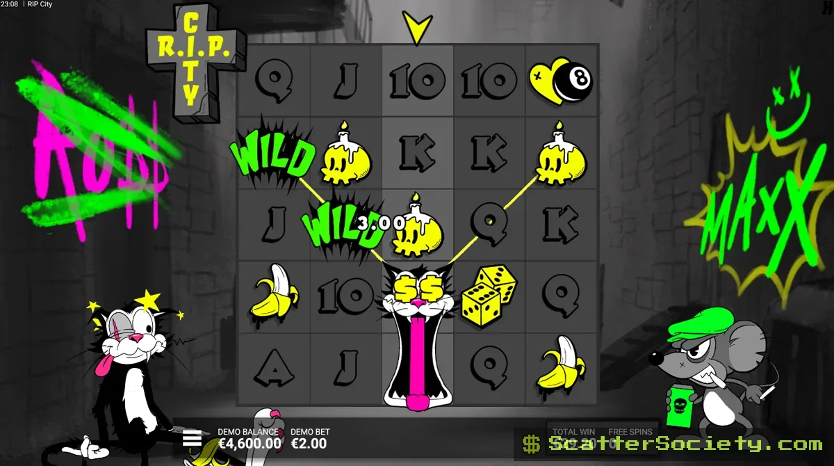 Rip City Maxx Bonus screen showing a large multiplier value building during an active free spins round