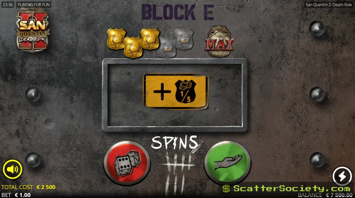 San Quentin 2 Death Row Green Mile Spins bonus screen showing multiple Jumping Wild symbols with doubled multiplier values from Razor Split