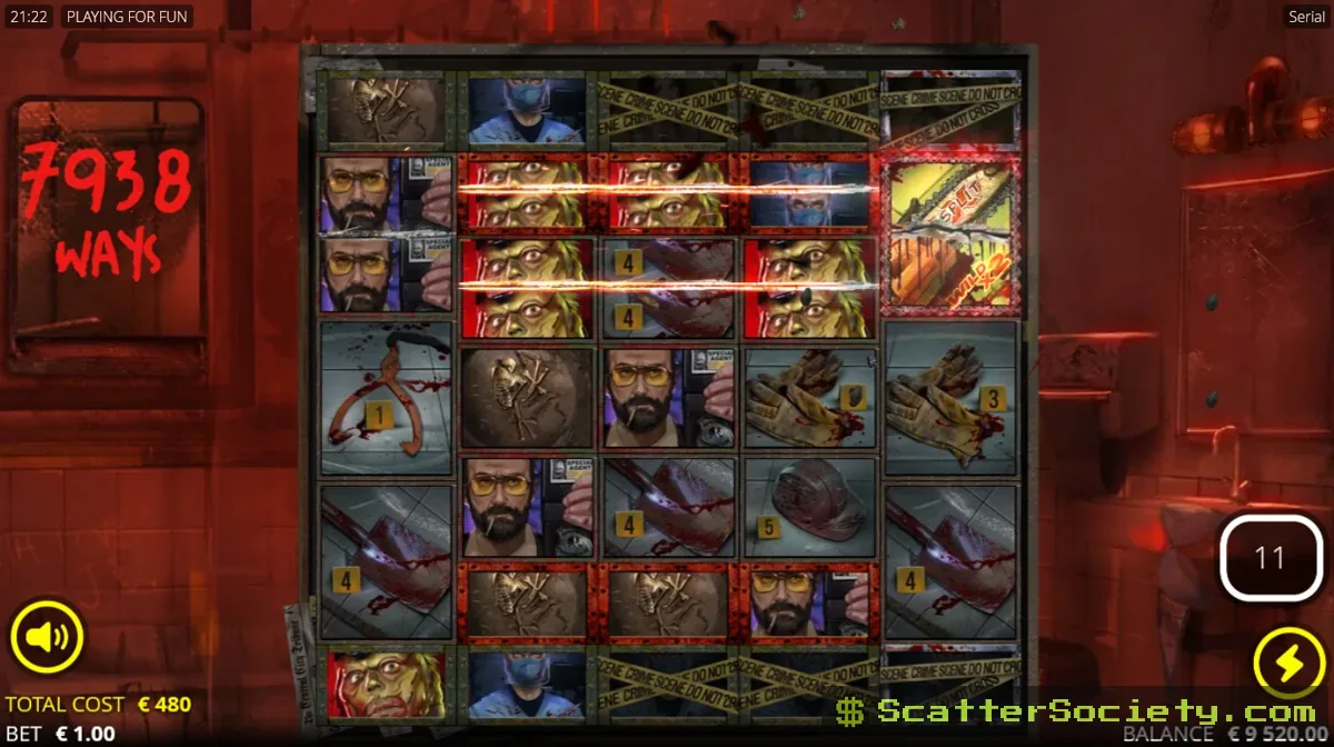 Serial xBizarre feature screen showing a pick and click gamble round offering a chance to double an 18700x win