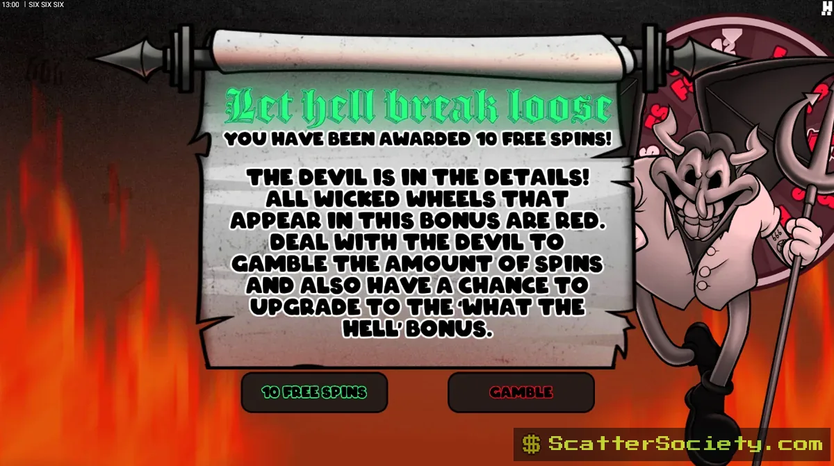 SixSixSix Deal with the Devil gamble screen showing a player risking their current position for a shot at a higher bonus tier