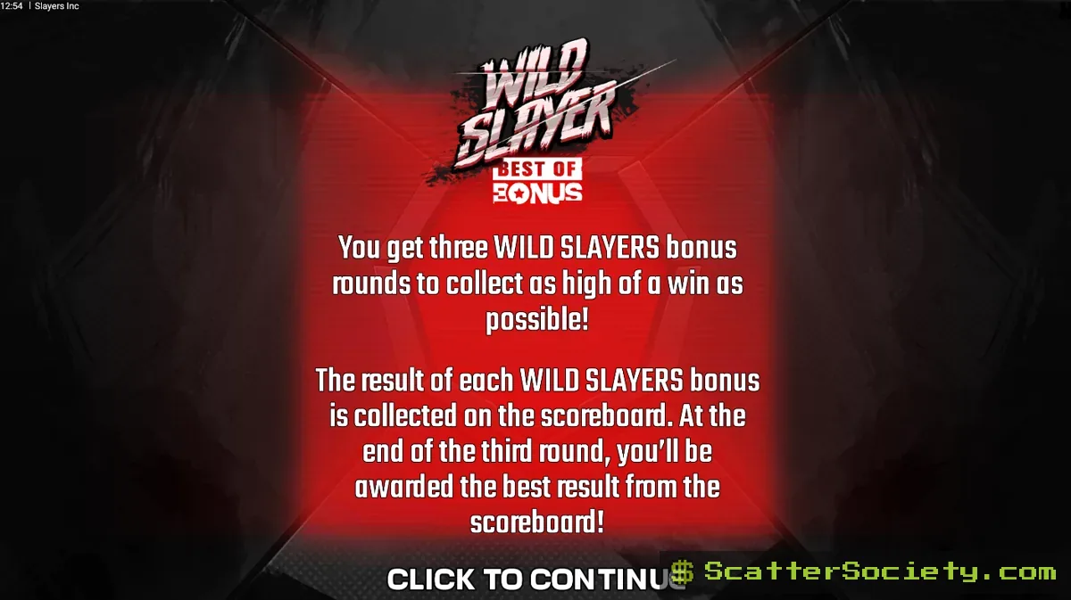 Slayers Inc grid showing two masked slayer characters dueling with a large multiplier value being applied to the win