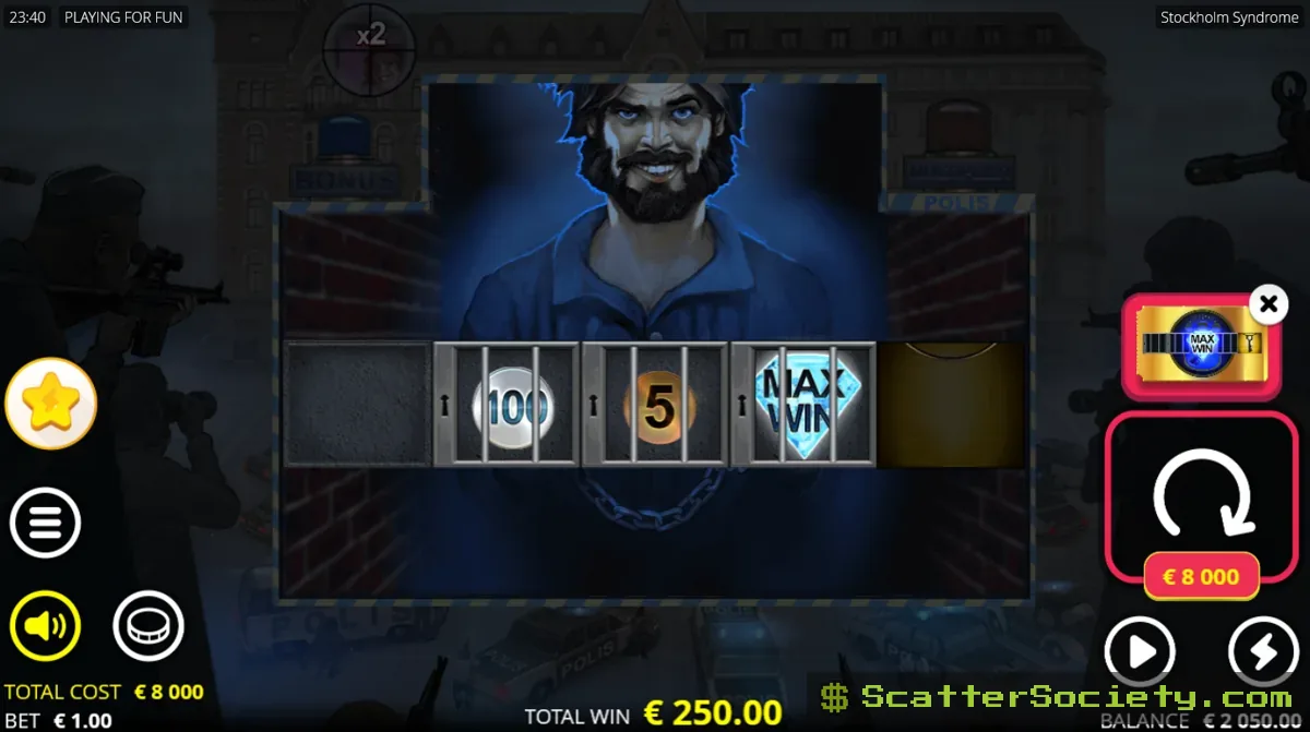 Stockholm Syndrome Syndrome Spins bonus screen showing an expanded six-reel grid with xInfectious Ways symbols active