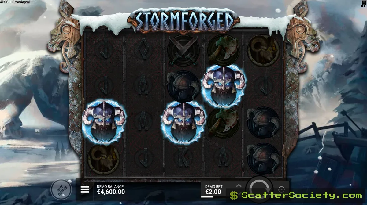 Stormforged base game grid showing a Portal Wild symbol stacking across multiple positions with an attached multiplier
