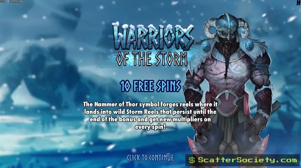 Stormforged grid showing a Portal Wild opening a treasure chest prize worth up to 2500x the stake