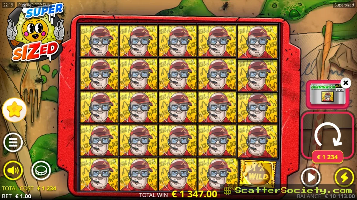 Supersized free spins bonus intro screen reading BIG SZUKCESS with an 11111x multiplier win