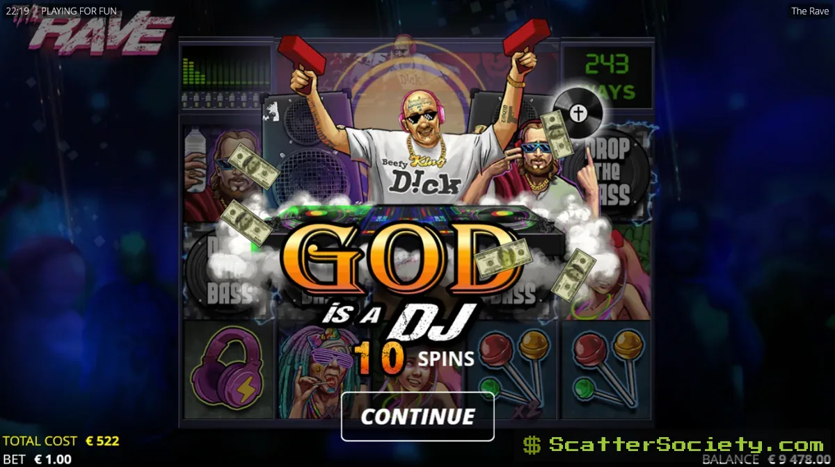 The Rave grid showing multiple Enhancer Cells revealing xSplit symbols and multiplier wilds simultaneously