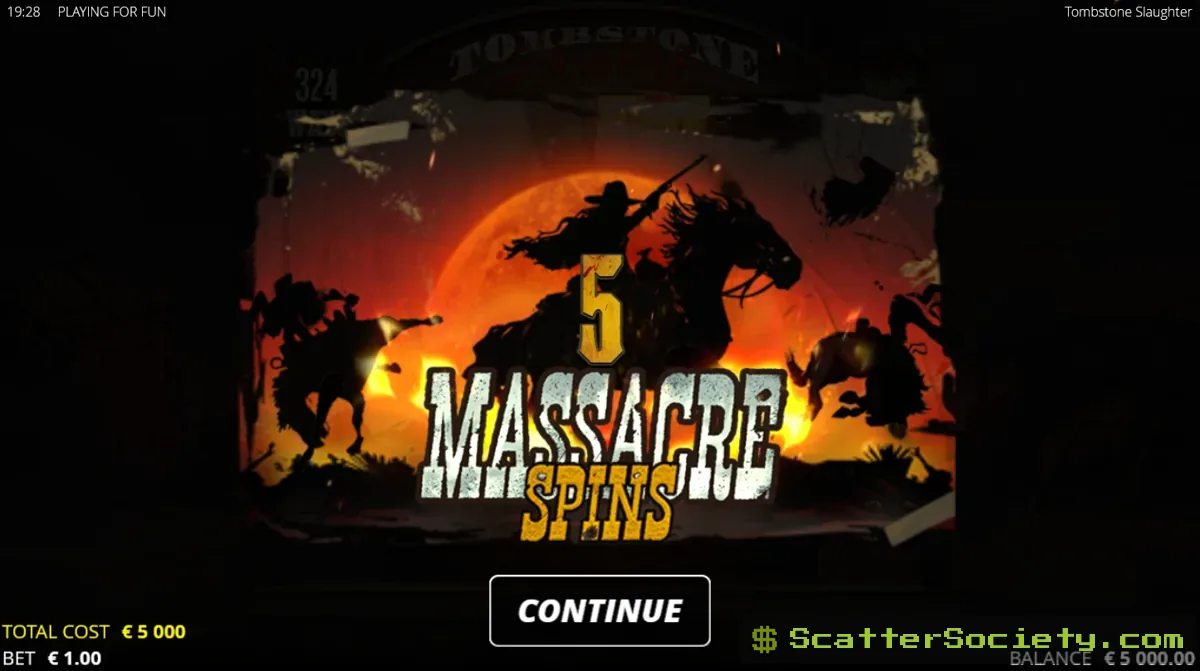 Tombstone Slaughter big win screen showing a total payout of 53,778 with a stacked cascade multiplier of x9