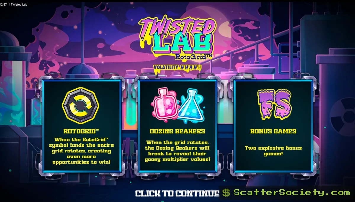 Twisted Lab The Twist of the Twisted bonus screen showing multiple collected multiplier symbols refilling lives across the grid