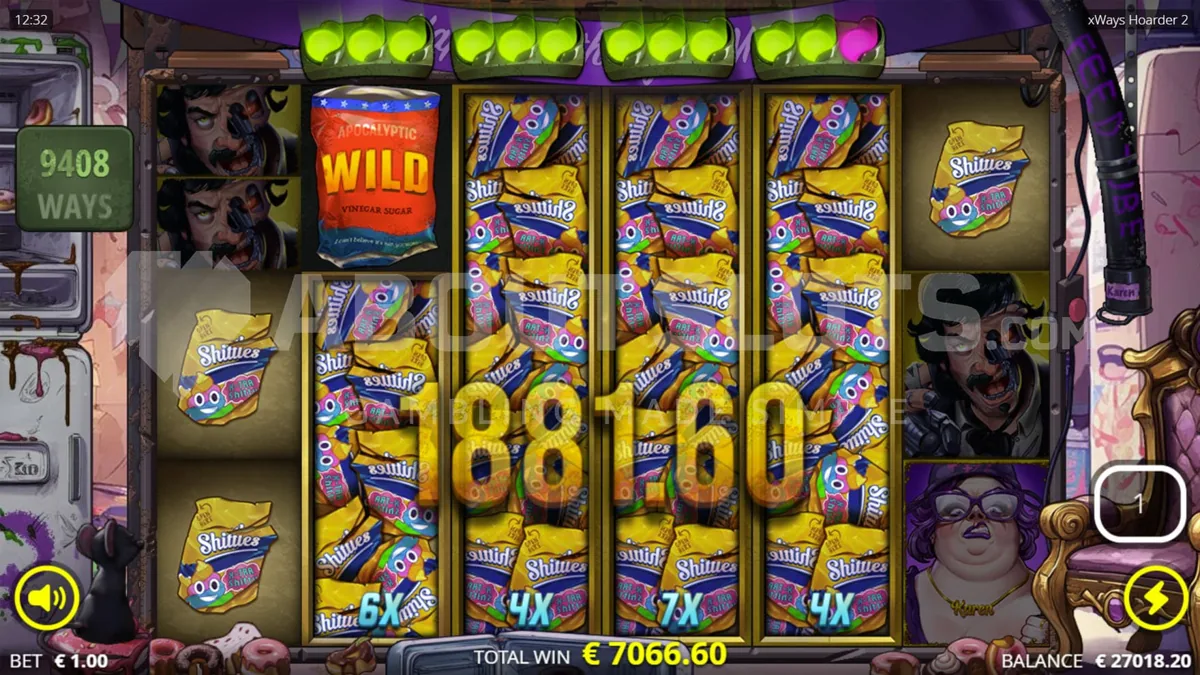 xWays Hoarder 2 base game showing an xWays wild symbol and multiple stacked survival-item symbols