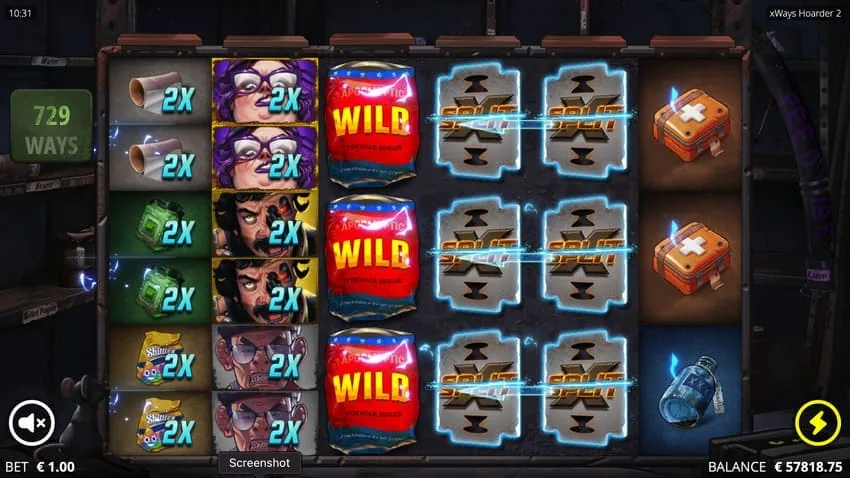 xWays Hoarder 2 big win screen showing a large cash total from stacked wild multipliers